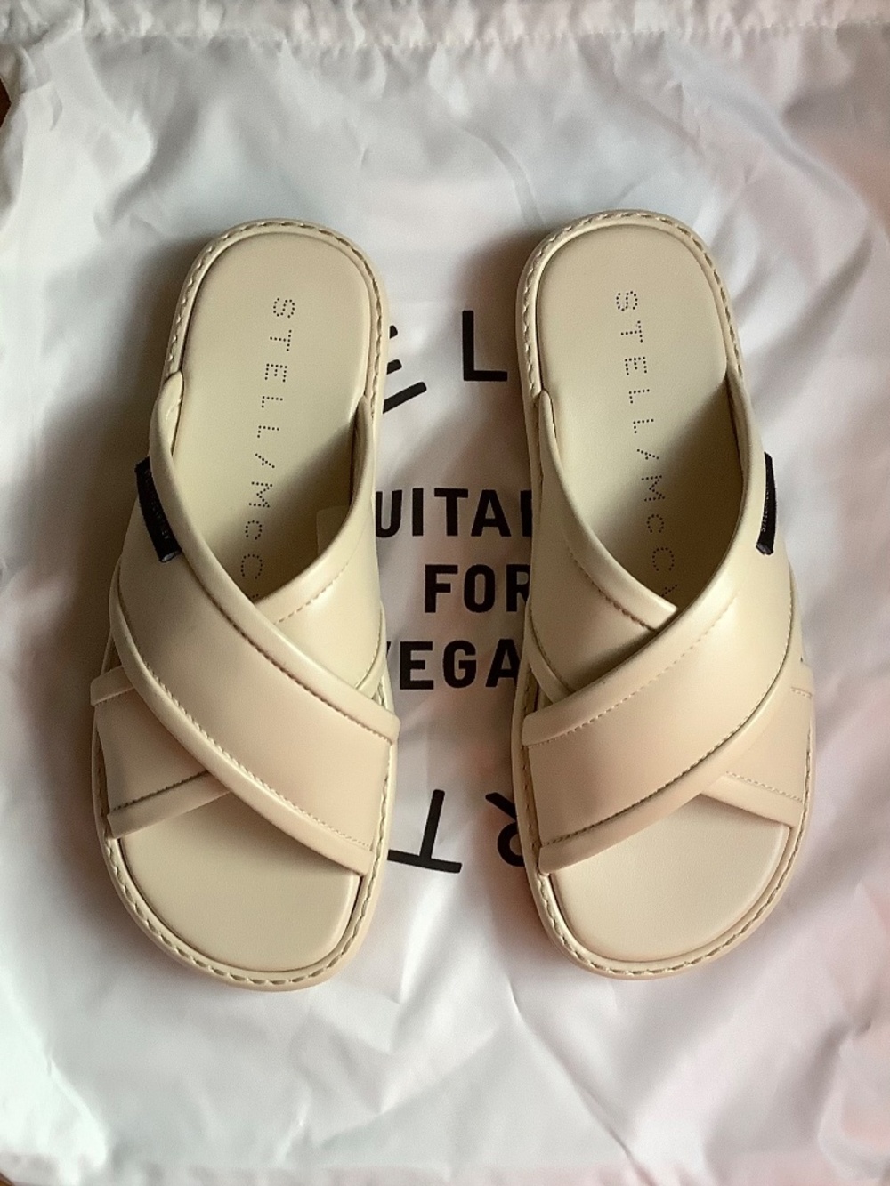 Stella McCartney Sneak-Elyse Platform Slide Sandals Cream SZ EU 38/ US 8 - Picture 4 of 16